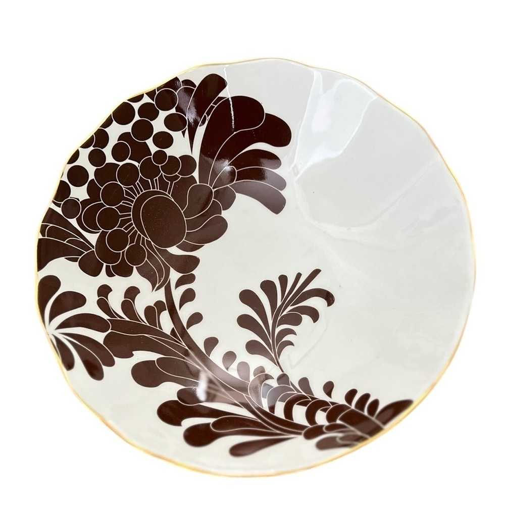 Kate Spade Lenox Gwinnett Lane Chocolate Brown Floral Pasta Bowl 8.5”